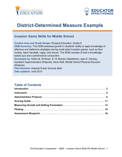 Example Common Measure: Development Report Invasion Game