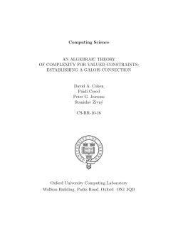 Computing Science AN ALGEBRAIC THEORY OF COMPLEXITY