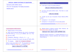 SPECIAL LINEAR SYSTEMS OF EQUATIONS Positive