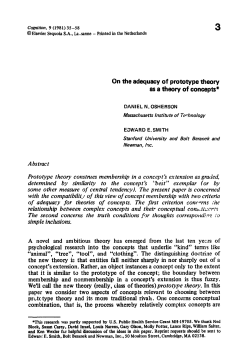 On the adequacy of prototype theory as a thmry of concepts* A novel
