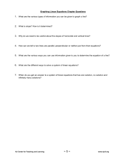 Graphing Linear Equations Chapter Questions What are the various