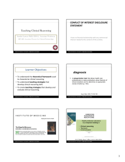 Teaching Clinical Reasoning Learner Objectives diagnosis