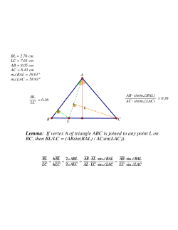 Lemma: If vertex A of triangle ABC is joined to any point L on BC