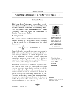 Counting Subspaces of a Finite Vector Space &ndash; 1