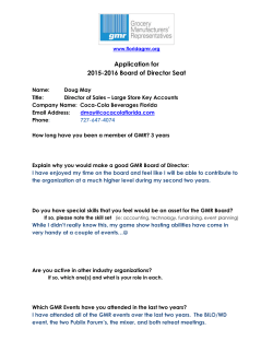 Application for 2015-2016 Board of Director Seat