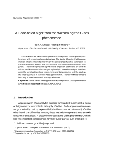 A Pad&eacute;-based algorithm for overcoming the Gibbs phenomenon