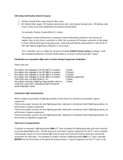 CIHL Rules Clarification 2013/14 Season 1. Hockey Canada Rules