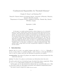 Combinatorial Repairability for Threshold Schemes