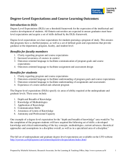 Degree-Level Expectations and Course Learning Outcomes