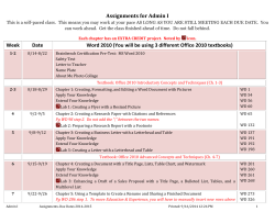 Assignments for Admin I