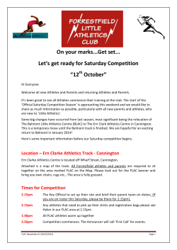 On your marks...Get set... Let`s get ready for Saturday Competition