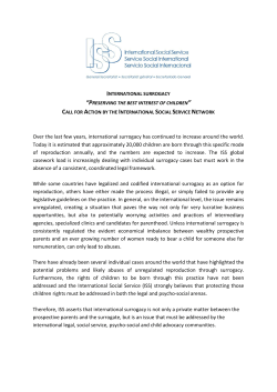 INTERNATIONAL SURROGACY&mdash;&ldquo;PRESERVING THE BEST