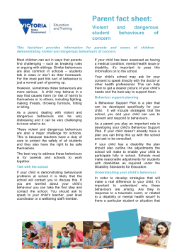 Parent Fact Sheet - Violent and Dangerous Student behaviours of