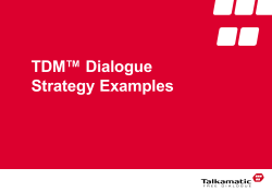 TDM™ Dialogue Strategy Examples