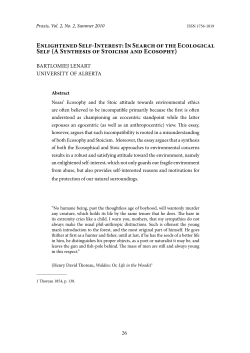Enlightened Self-Interest: In Search of the Ecological Self (A