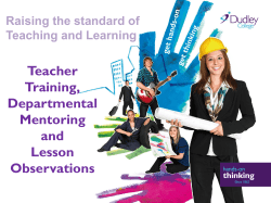 Teacher Training, Departmental Mentoring and - Vet