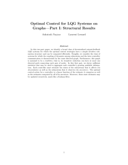 Optimal Control for LQG Systems on Graphs&mdash;Part I