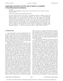 Lagrangian structures and the rate of strain in a partition of two