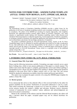 IJSIMM-paper_template - International Journal of Simulation Modelling