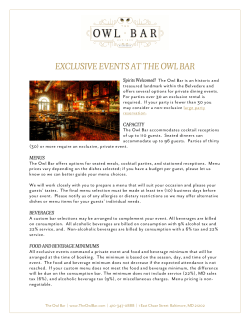 EXCLUSIVE EVENTS AT THE OWL BAR