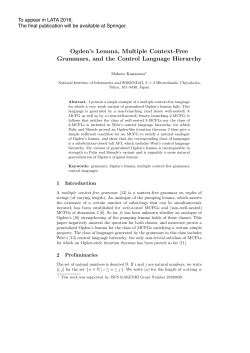 Ogden`s Lemma, Multiple Context-Free Grammars, and the Control