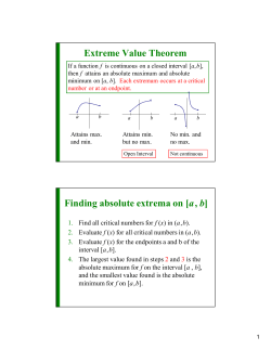 Extreme Value Theorem Finding absolute extrema on [a, b]