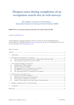 Dropout rates during completion of an occupation search tree in web