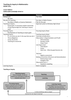 Teaching As Inquiry in Mathematics