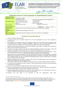 Application form for travel expenses to ELAN Network events 1