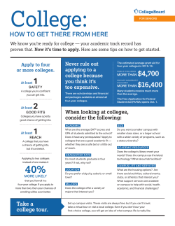 College: HOW TO GET THERE FROM HERE