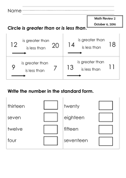 Name Circle is greater than or is less than. Write the number in the