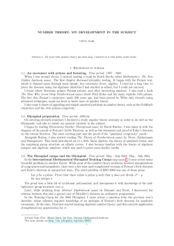 NUMBER THEORY - Chennai Mathematical Institute