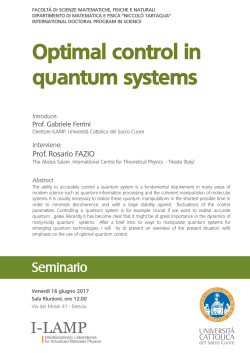 Optimal control in quantum systems - Centri di Ricerca