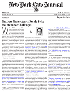 Mattress Maker Averts Resale Price Maintenance Challenges