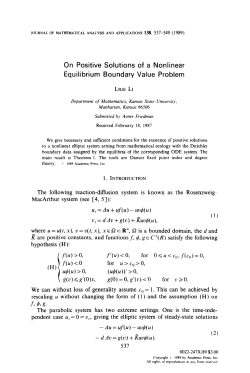 On Positive Solutions of a Nonlinear Equilibrium