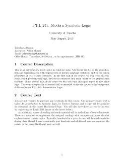 PHL 245: Modern Symbolic Logic
