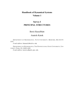 Handbook of Dynamical Systems Volume 1 Survey I