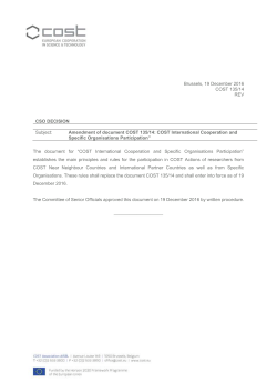 International Cooperation and Specific Organisations