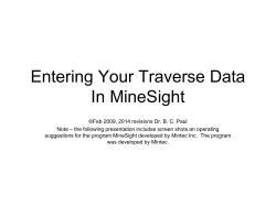 Entering Your Traverse Data In MineSight
