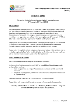 Tees Valley Apprenticeship Grant for Employers (TVAGE)