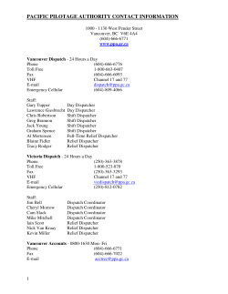 PACIFIC PILOTAGE AUTHORITY CONTACT INFORMATION