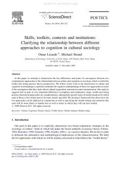 Skills, toolkits, contexts and institutions
