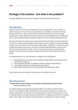 Strategy is the solution