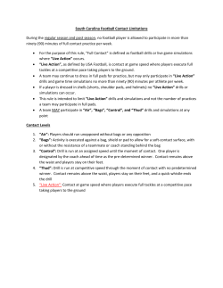 South Carolina Football Contact Limitations During the regular