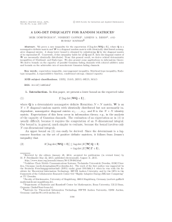 A LOG-DET INEQUALITY FOR RANDOM MATRICES 1