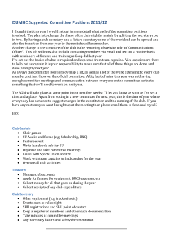 DUMHC Suggested Committee Positions 2011/12