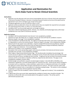 Application and Nomination for Doris Duke Fund to Retain Clinical