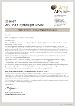 2016-17 APS Find a Psychologist Service