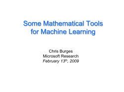 Some Mathematical Tools for Machine Learning (part 1)