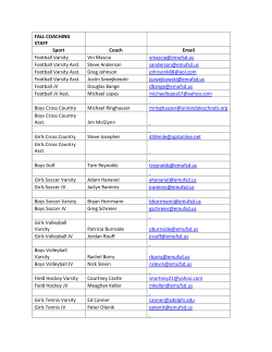 FALL COACHING STAFF Sport Coach Email Football Varsity Vin